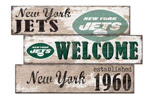 New York Jets Welcome 3 Plank Wood Sign