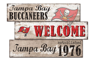 Tampa Bay Buccaneers Welcome 3 Plank Wood Sign