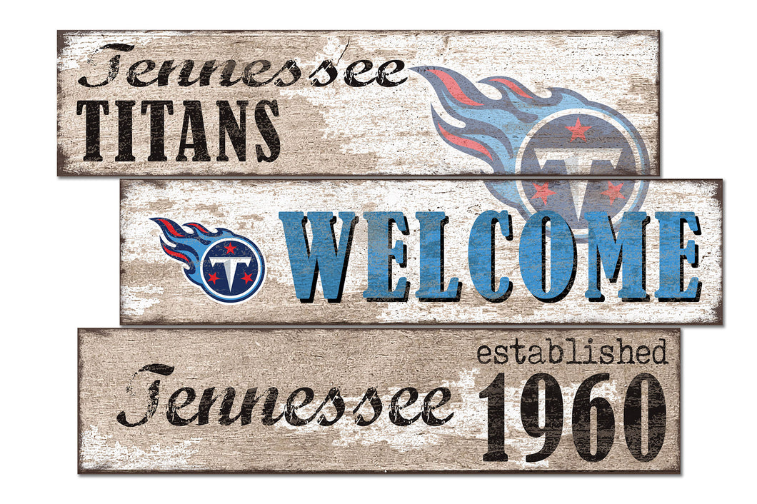 Tennessee Titans Welcome 3 Plank Wood Sign