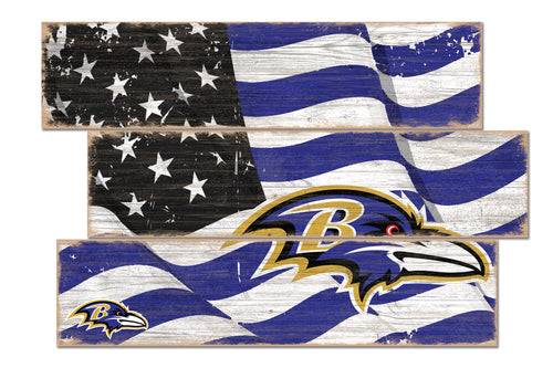 Baltimore Ravens Flag Plank Wood Sign