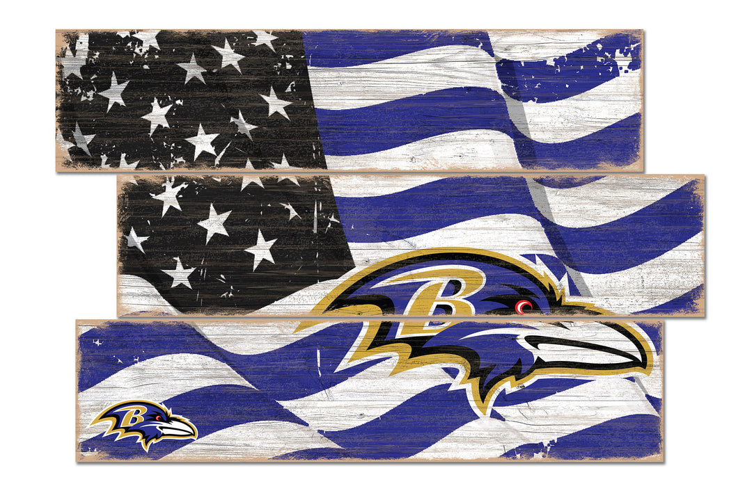 Baltimore Ravens Flag Plank Wood Sign