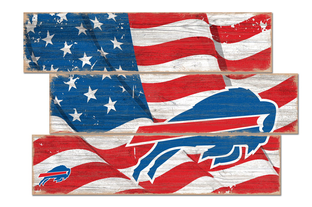 Buffalo Bills Flag Plank Wood Sign