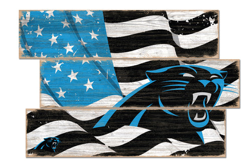 Carolina Panthers Flag Plank Wood Sign
