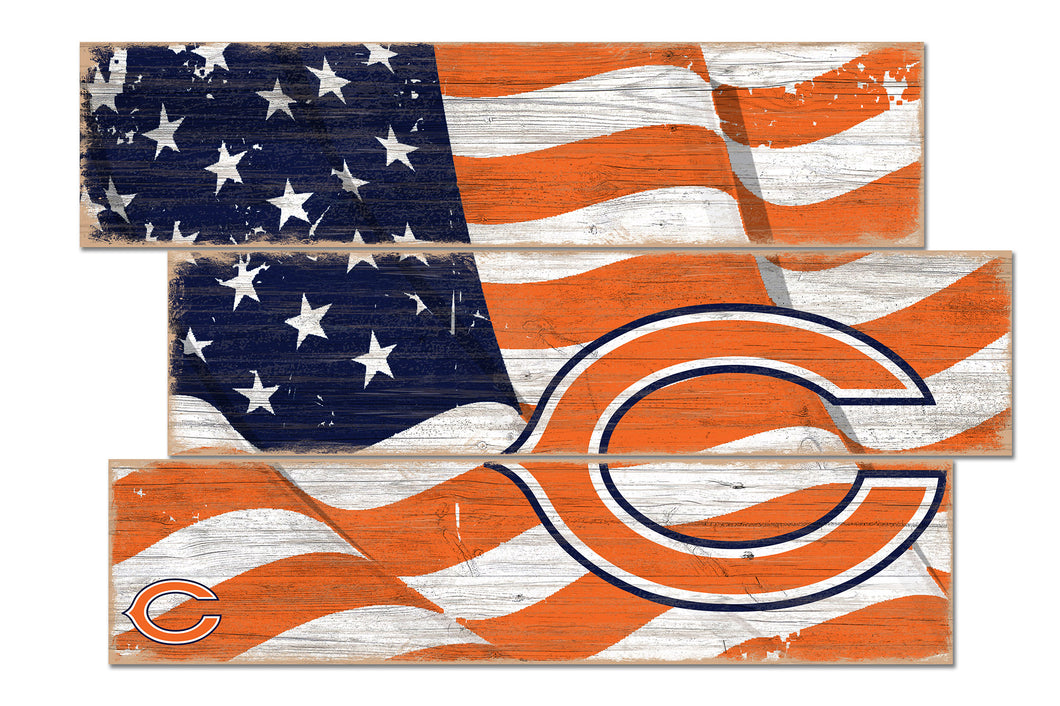 Chicago Bears Flag Plank Wood Sign