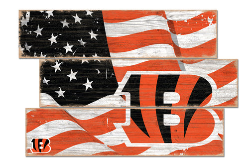 Cincinnati Bengals Flag Plank Wood Sign