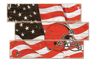 Cleveland Browns Flag Plank Wood Sign