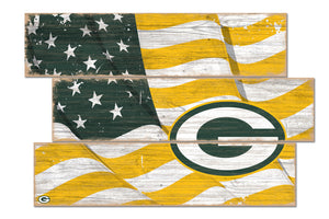 Green Bay Packers Flag Plank Wood Sign