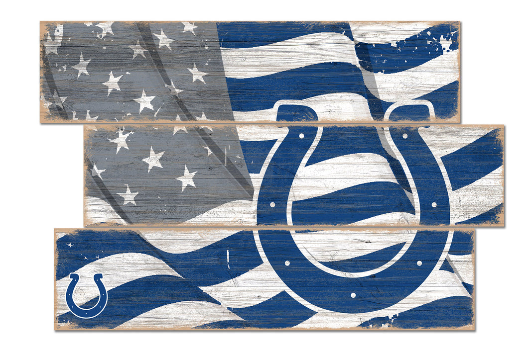 Indianapolis Colts Flag Plank Wood Sign