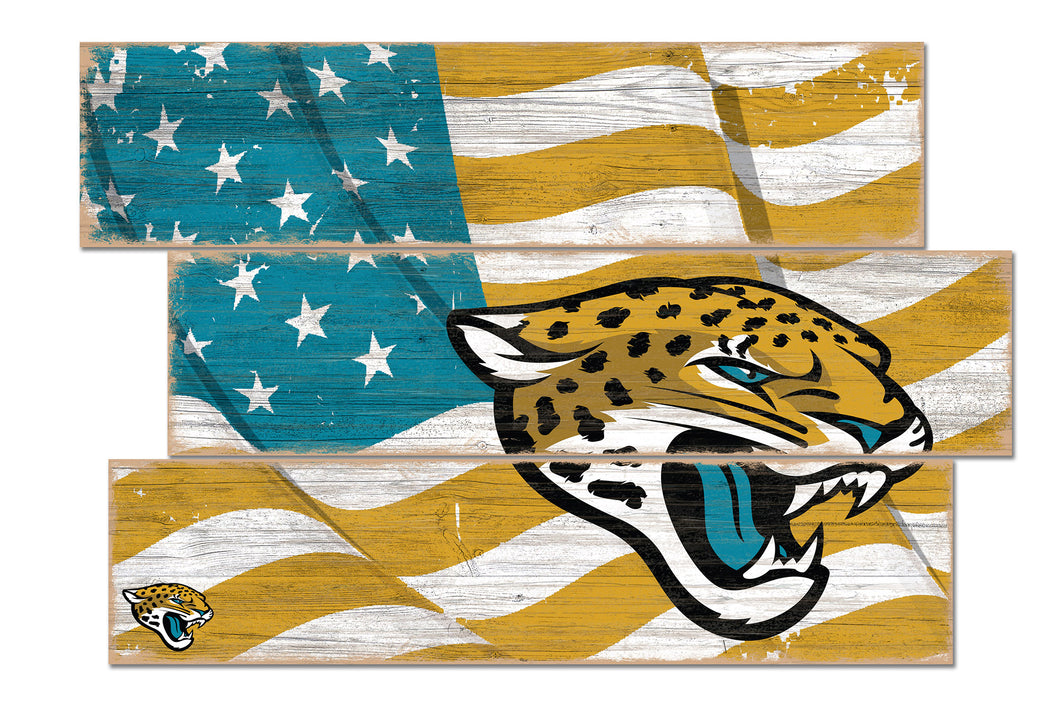 Jacksonville Jaguars Flag Plank Wood Sign