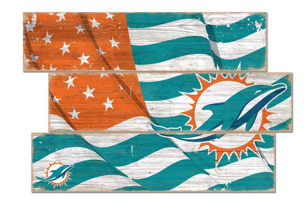 Miami Dolphins Flag Plank Wood Sign