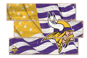 Minnesota Vikings Flag Plank Wood Sign