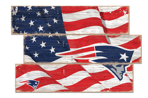 New England Patriots Flag Plank Wood Sign