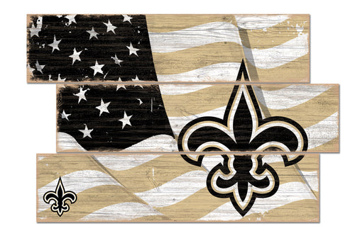 New Orleans Saints Flag Plank Wood Sign