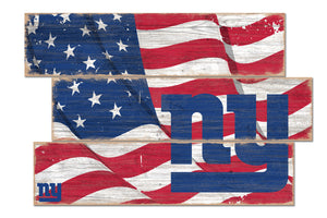 New York Giants Flag Plank Wood Sign