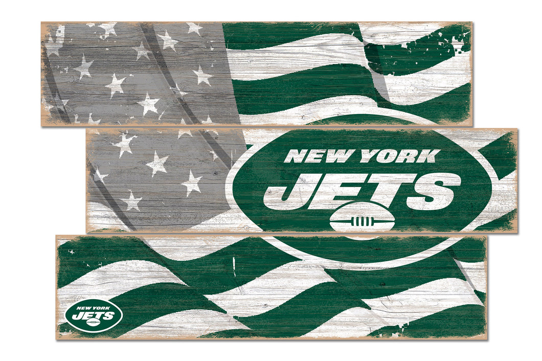 New York Jets Flag Plank Wood Sign