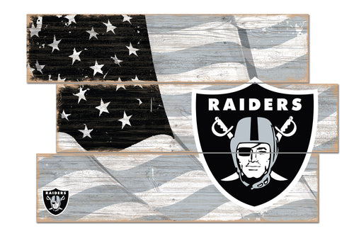 Las Vegas Raiders Flag Plank Wood Sign