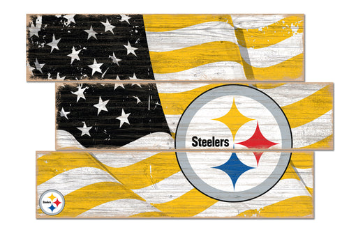 Pittsburgh Steelers Flag Plank Wood Sign