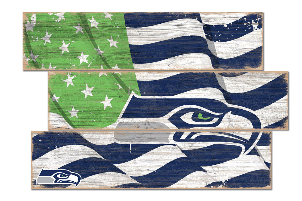 Seattle Seahawks Flag Plank Wood Sign