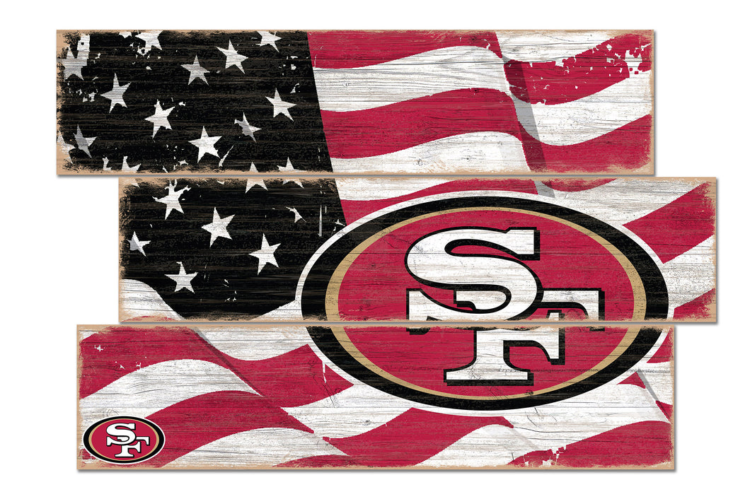 San Francisco 49ers Flag Plank Wood Sign