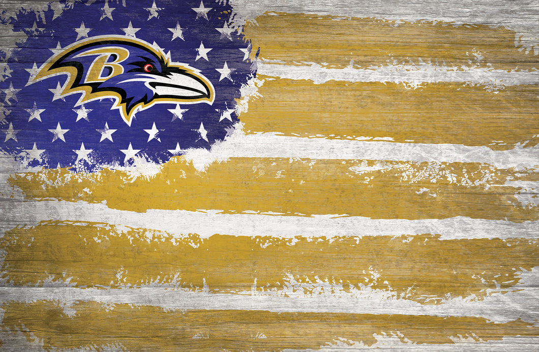 Baltimore Ravens Rustic Flag Wood Sign - 17