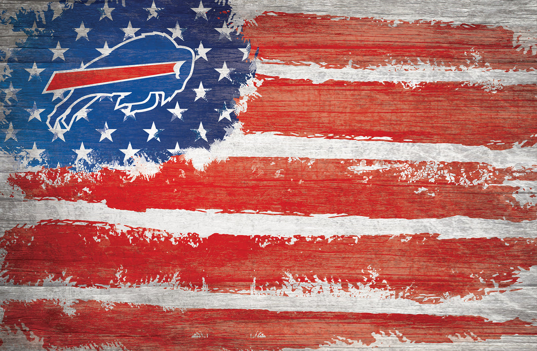 Buffalo Bills Rustic Flag Wood Sign - 17