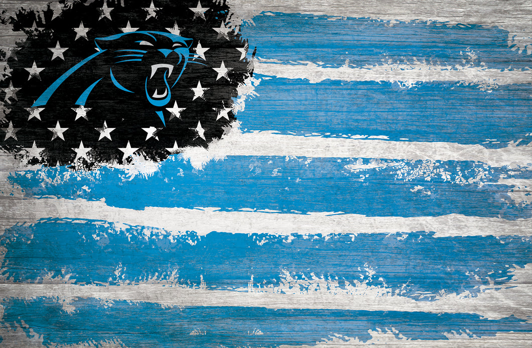 Carolina Panthers Rustic Flag Wood Sign - 17