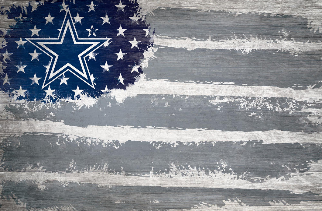 Dallas Cowboys Rustic Flag Wood Sign - 17