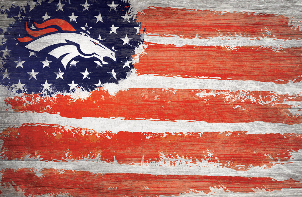 Denver Broncos Rustic Flag Wood Sign - 17