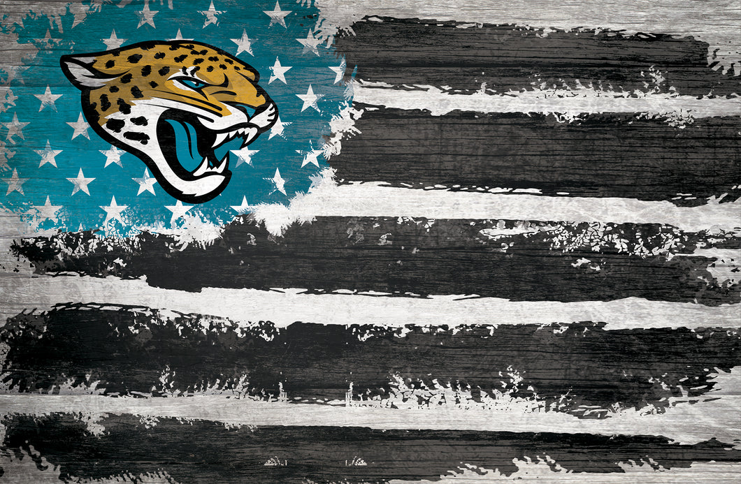 Jacksonville Jaguars Rustic Flag Wood Sign - 17