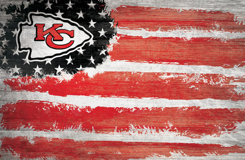 Kansas City Chiefs Rustic Flag Wood Sign - 17