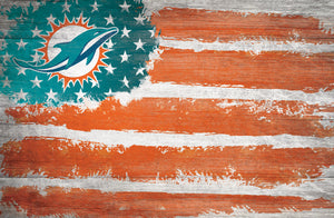 Miami Dolphins Rustic Flag Wood Sign - 17"x26"