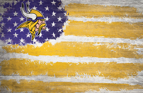 Minnesota Vikings Rustic Flag Wood Sign - 17