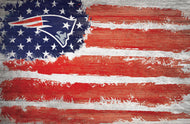New England Patriots Rustic Flag Wood Sign - 17"x26"