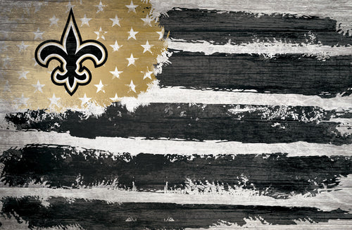 New Orleans Saints Rustic Flag Wood Sign - 17