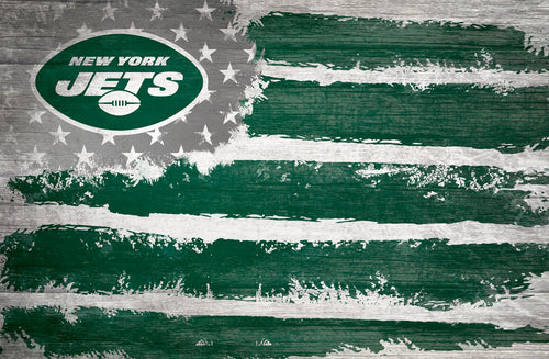 New York Jets Rustic Flag Wood Sign - 17