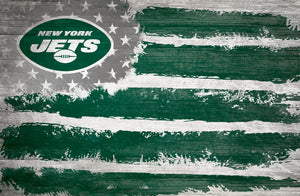 New York Jets Rustic Flag Wood Sign - 17"x26"