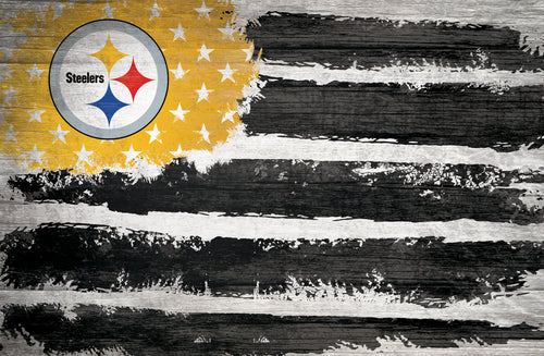 Pittsburgh Steelers Rustic Flag Wood Sign - 17