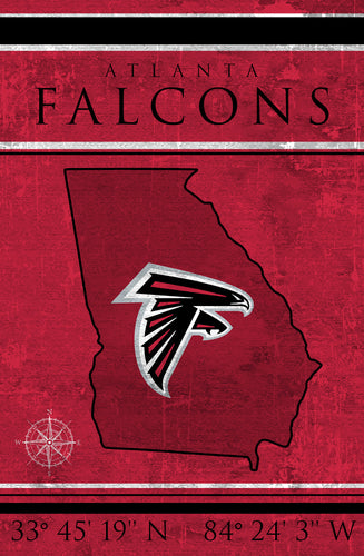 Atlanta Falcons Coordinates Wood Sign 