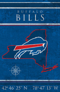 Buffalo Bills Coordinates Wood Sign