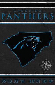 Carolina Panthers Coordinates Wood Sign