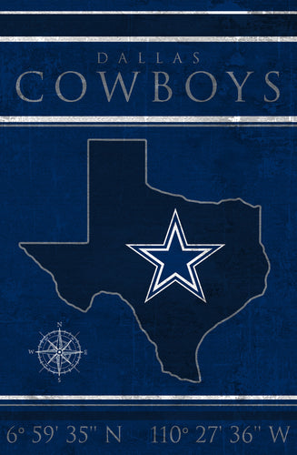 Dallas Cowboys Coordinates Wood Sign