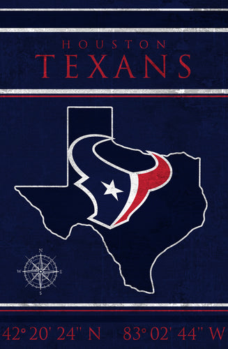 Houston Texans Coordinates Wood Sign