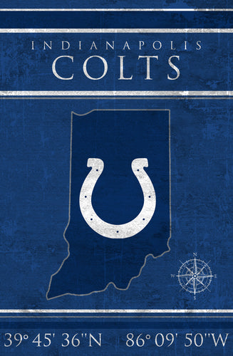 Indianapolis Colts Coordinates Wood Sign