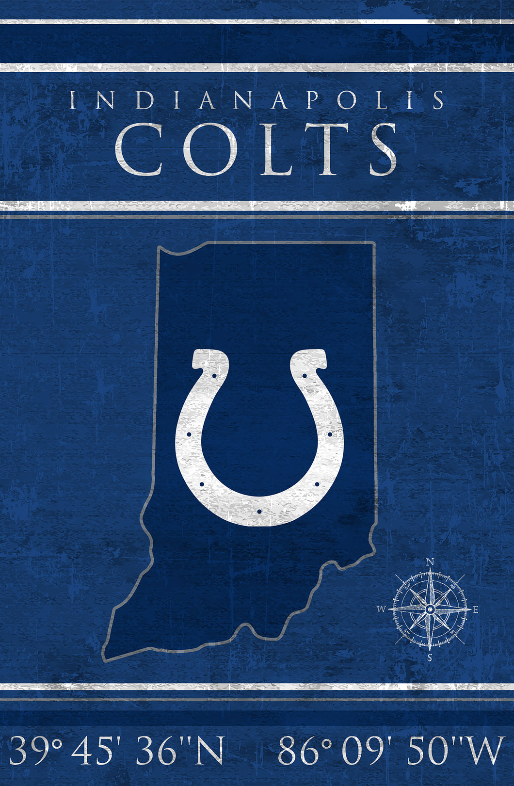 Indianapolis Colts Coordinates Wood Sign