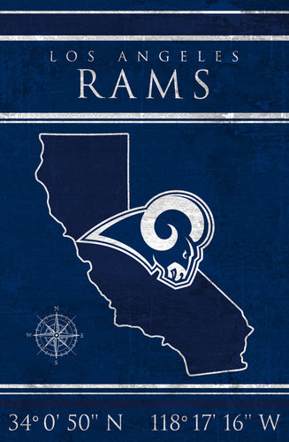 Los Angeles Rams Coordinates Wood Sign 