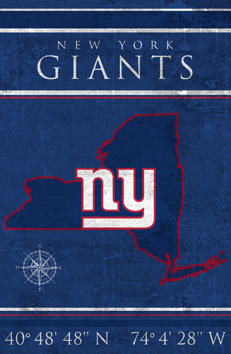 New York Giants Coordinates Wood Sign