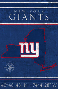 New York Giants Coordinates Wood Sign