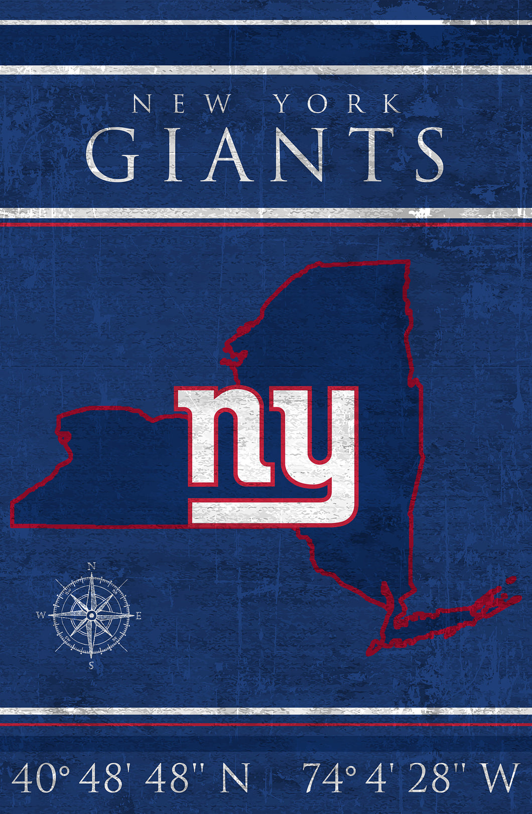 New York Giants Coordinates Wood Sign