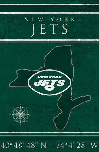 New York Jets Coordinates Wood Sign