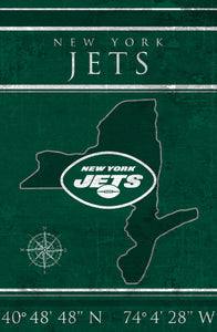 New York Jets Coordinates Wood Sign